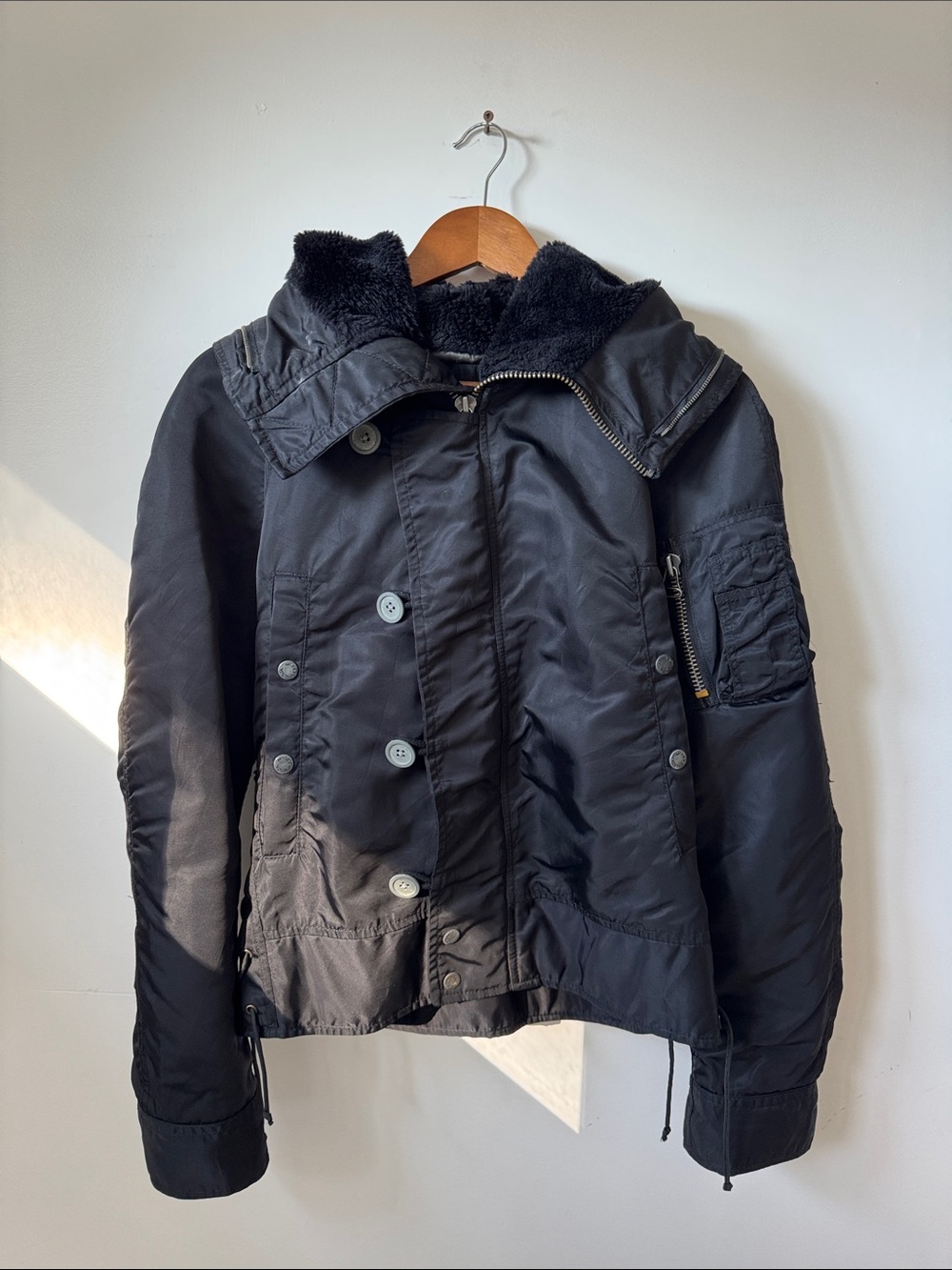 Vintage Black Bomber Flight Jacket